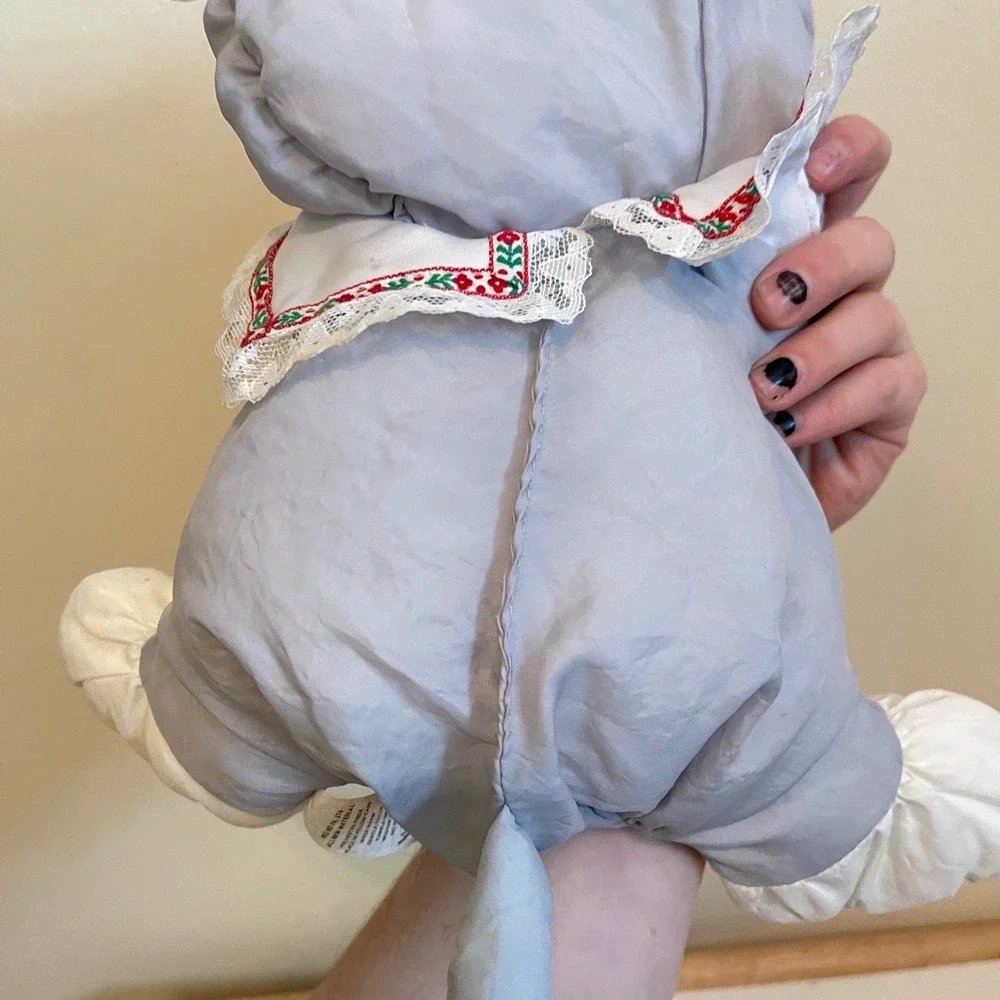 VTG 1991 Fisher-Price Christmas Puffalump‎ White Bear Grey Mouse Plush Santa